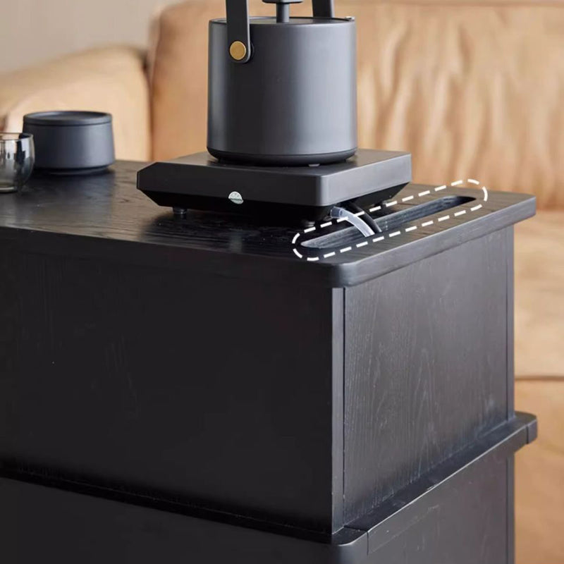 Modern Minimalist Rectangular Solid Wood Plywood Glass Stainless Steel Removable Partition Movable End Table 4-Cabinet For Living Room