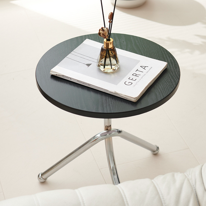 Table basse ronde contemporaine rétro en MDF et fer pour salon 