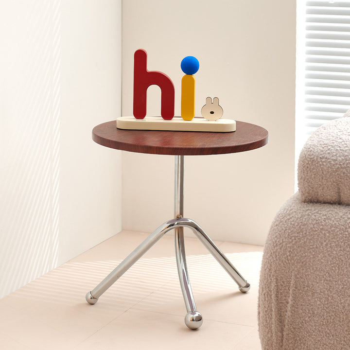 Table basse ronde contemporaine rétro en MDF et fer pour salon 