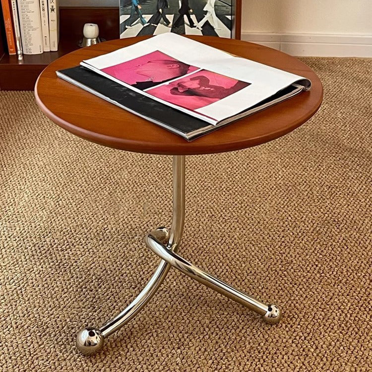 Table basse ronde contemporaine rétro en MDF et fer pour salon 
