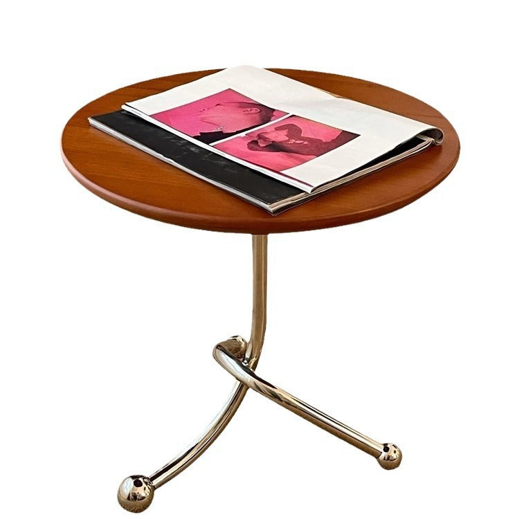 Table basse ronde contemporaine rétro en MDF et fer pour salon 