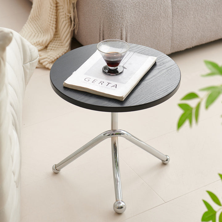Table basse ronde contemporaine rétro en MDF et fer pour salon 