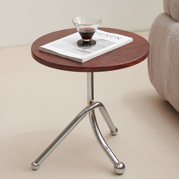 Table basse ronde contemporaine rétro en MDF et fer pour salon 