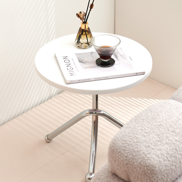 Table basse ronde contemporaine rétro en MDF et fer pour salon 