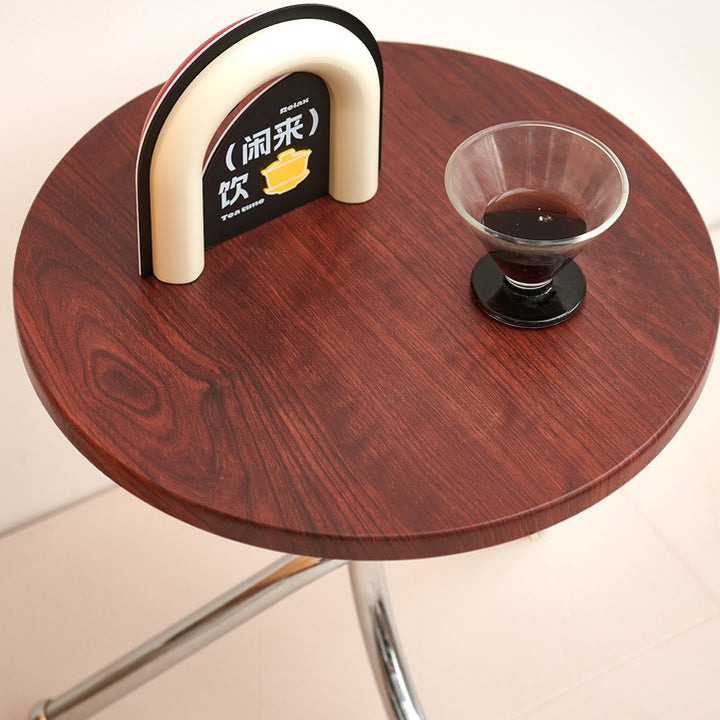 Table basse ronde contemporaine rétro en MDF et fer pour salon 