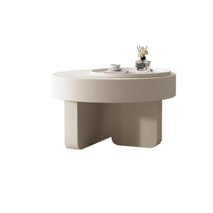 Modern Minimalist Round Carbon Steel MDF Hidden Storage Coffee Table 1-Cabinet For Living Room