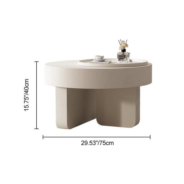 Modern Minimalist Round Carbon Steel MDF Hidden Storage Coffee Table 1-Cabinet For Living Room