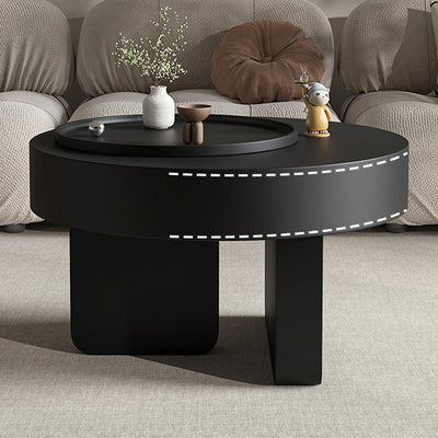 Modern Minimalist Round Carbon Steel MDF Hidden Storage Coffee Table 1-Cabinet For Living Room