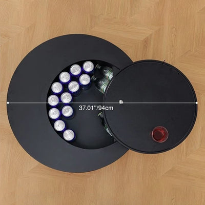 Modern Minimalist Round Carbon Steel MDF Hidden Storage Coffee Table 1-Cabinet For Living Room