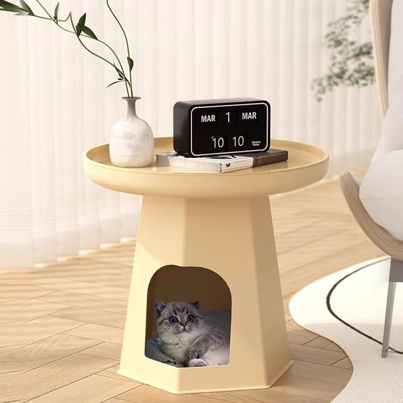 Modern Minimalist Round ABS Cat Bed End Table For Living Room