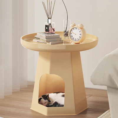 Modern Minimalist Round ABS Cat Bed End Table For Living Room