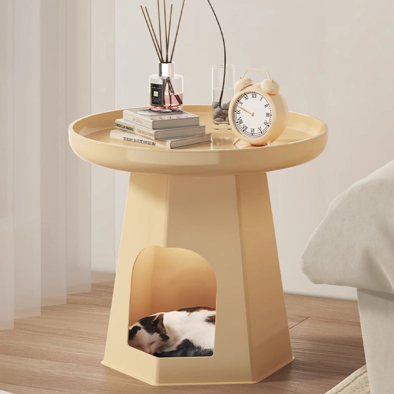 Modern Minimalist Round ABS Cat Bed End Table For Living Room