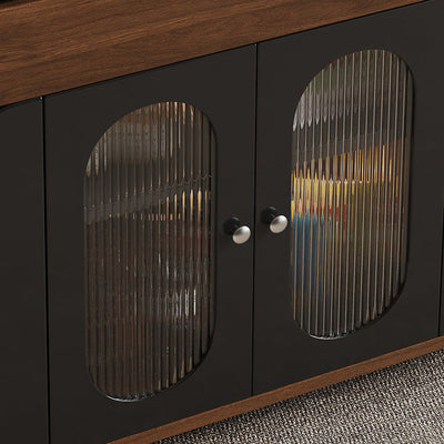 Modern Minimalist Rectangular Solid Wood Eco Board Iron Stainless Steel 360°Swivel Height Adjustable Movable End Table 7-Cabinet For Living Room