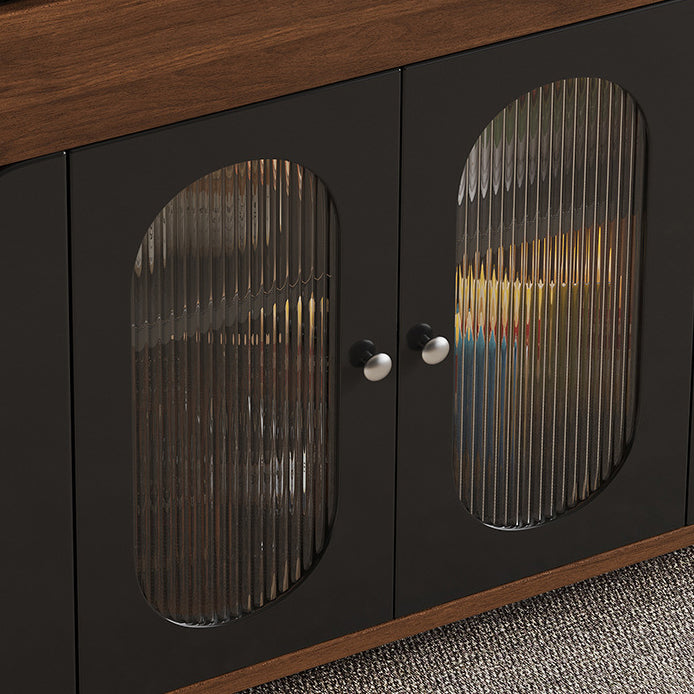 Modern Minimalist Rectangular Solid Wood Eco Board Iron Stainless Steel 360°Swivel Height Adjustable Movable End Table 7-Cabinet For Living Room