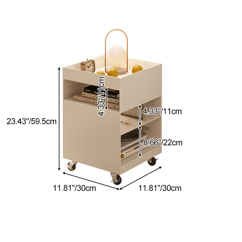 Modern Minimalist Square Iron Movable End Table 4-Tier For Living Room