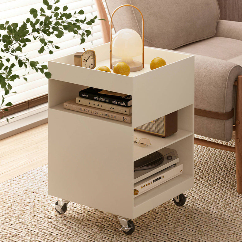Modern Minimalist Square Iron Movable End Table 4-Tier For Living Room