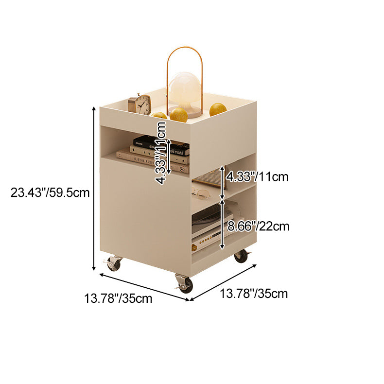 Modern Minimalist Square Iron Movable End Table 4-Tier For Living Room