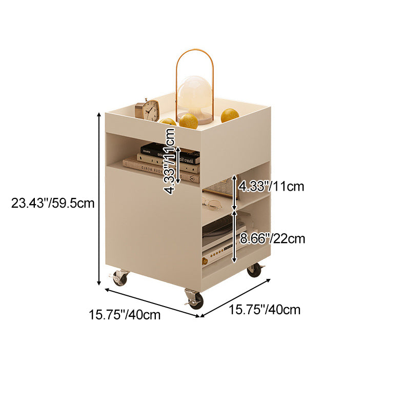 Modern Minimalist Square Iron Movable End Table 4-Tier For Living Room