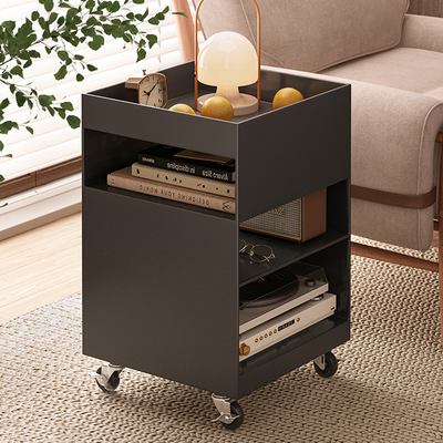 Modern Minimalist Square Iron Movable End Table 4-Tier For Living Room