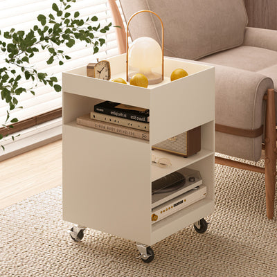 Modern Minimalist Square Iron Movable End Table 4-Tier For Living Room
