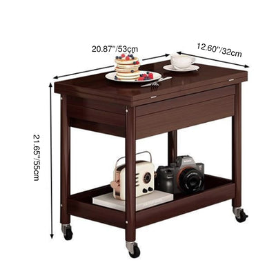 Traditional Chinese Rectangular Nan Bamboo Solid Wood Plywood Foldable Movable Coffee Table 2-Tier For Living Room