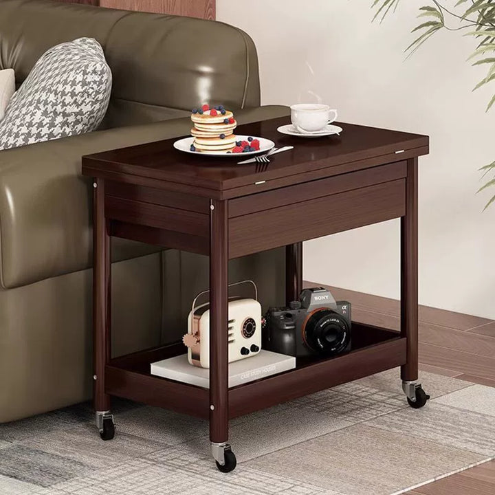 Traditioneller chinesischer rechteckiger Nan-Bambus-Massivholz-Sperrholz-Klapptisch beweglicher Couchtisch mit 2 Ebenen für das Wohnzimmer 