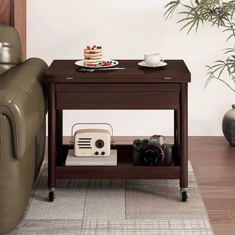 Traditioneller chinesischer rechteckiger Nan-Bambus-Massivholz-Sperrholz-Klapptisch beweglicher Couchtisch mit 2 Ebenen für das Wohnzimmer 