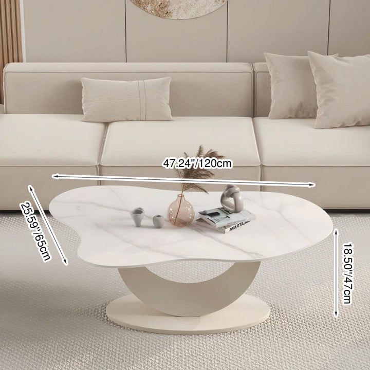 Table basse en acier carbone de forme nuage, en dalle de pierre, style moderne minimaliste, pour salon 