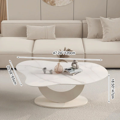 Modern Minimalist Cloud-shaped Stone Slab Carbon Steel Coffee Table For Living Room