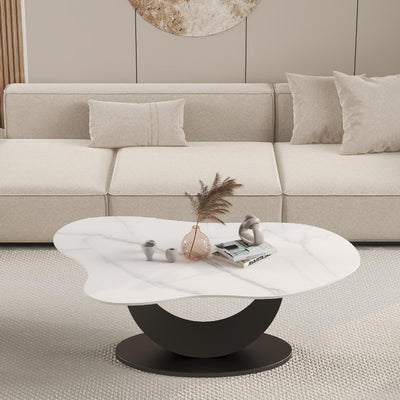 Modern Minimalist Cloud-shaped Stone Slab Carbon Steel Coffee Table For Living Room