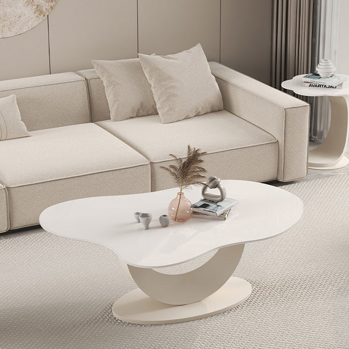 Table basse en acier carbone de forme nuage, en dalle de pierre, style moderne minimaliste, pour salon 