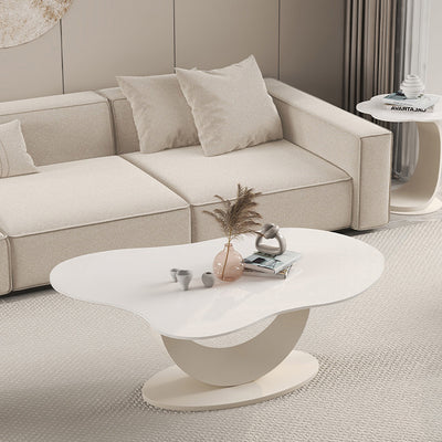 Modern Minimalist Cloud-shaped Stone Slab Carbon Steel Coffee Table For Living Room