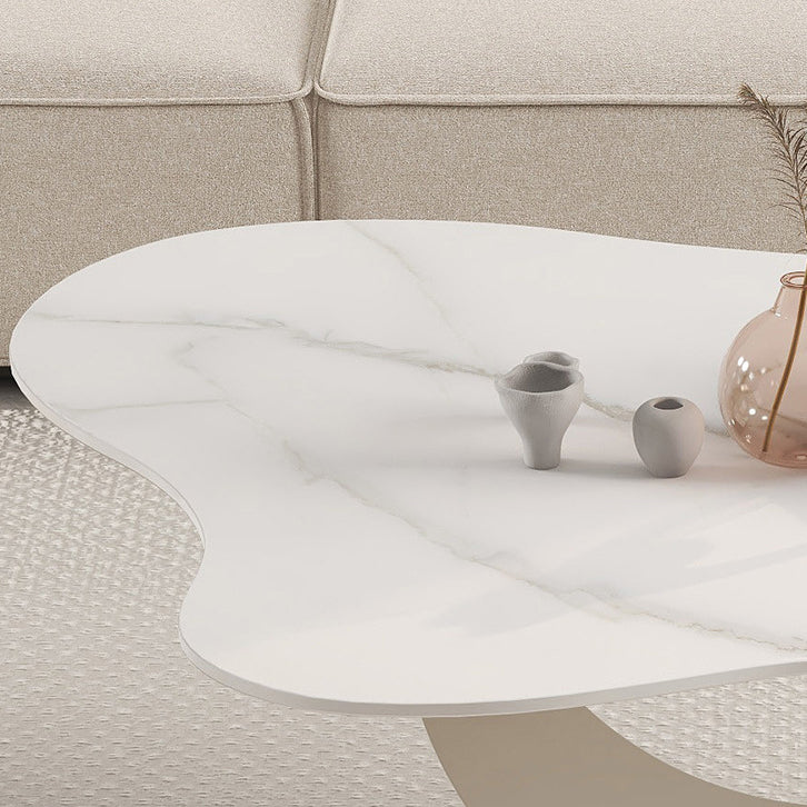 Modern Minimalist Cloud-shaped Stone Slab Carbon Steel Coffee Table For Living Room