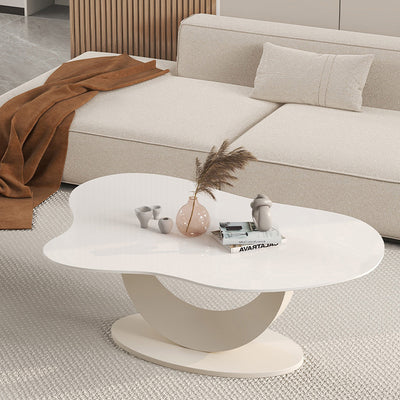 Modern Minimalist Cloud-shaped Stone Slab Carbon Steel Coffee Table For Living Room