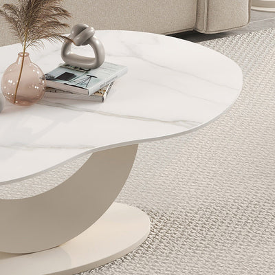 Modern Minimalist Cloud-shaped Stone Slab Carbon Steel Coffee Table For Living Room
