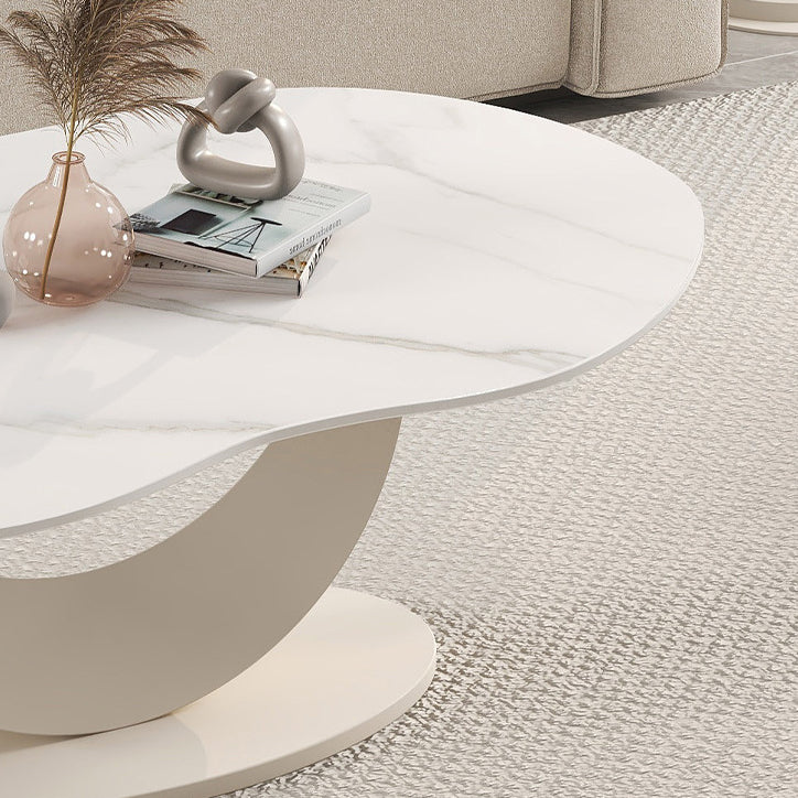 Modern Minimalist Cloud-shaped Stone Slab Carbon Steel Coffee Table For Living Room