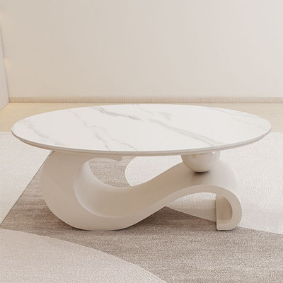 Modern Minimalist Ellipse Stone Slab Iron Coffee Table For Living Room