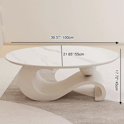 Modern Minimalist Ellipse Stone Slab Iron Coffee Table For Living Room