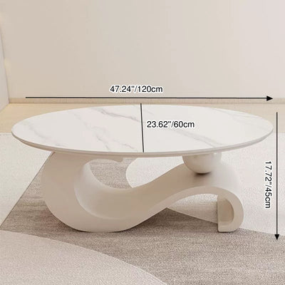 Modern Minimalist Ellipse Stone Slab Iron Coffee Table For Living Room
