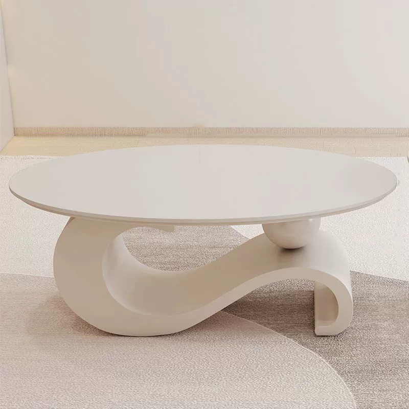 Modern Minimalist Ellipse Stone Slab Iron Coffee Table For Living Room