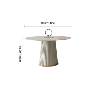 Contemporary Nordic Round Ceramic Titanium Stainless Steel Carbon Steel Microfiber Leather Coffee Table For Living Room