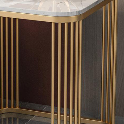 Contemporary Luxury Square Stone Slab Iron End Table For Living Room