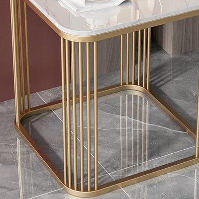 Contemporary Luxury Square Stone Slab Iron End Table For Living Room