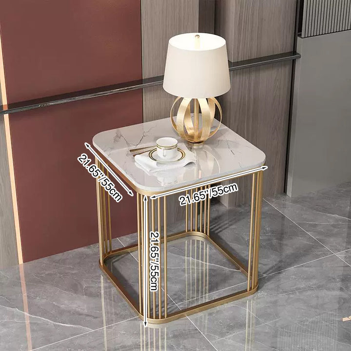 Zeitgenössischer Luxus Eisen-Beistelltisch mit quadratischer Steinplatte für das Wohnzimmer 
