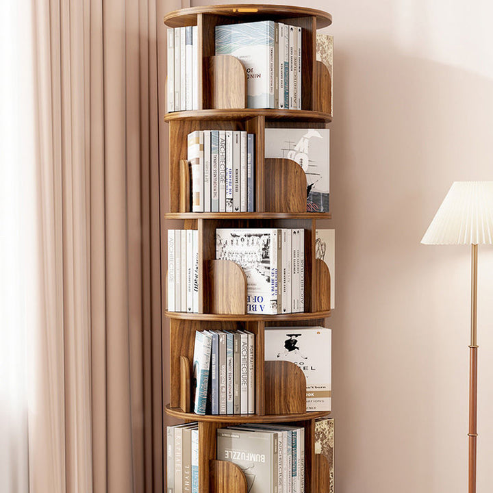 Bibliothèque moderne minimaliste ronde en MDF pivotante à 360° et mobile à 4/5 niveaux pour salon 