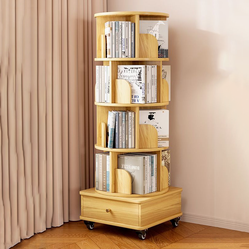 Bibliothèque moderne minimaliste ronde en MDF pivotante à 360° et mobile à 4/5 niveaux pour salon 