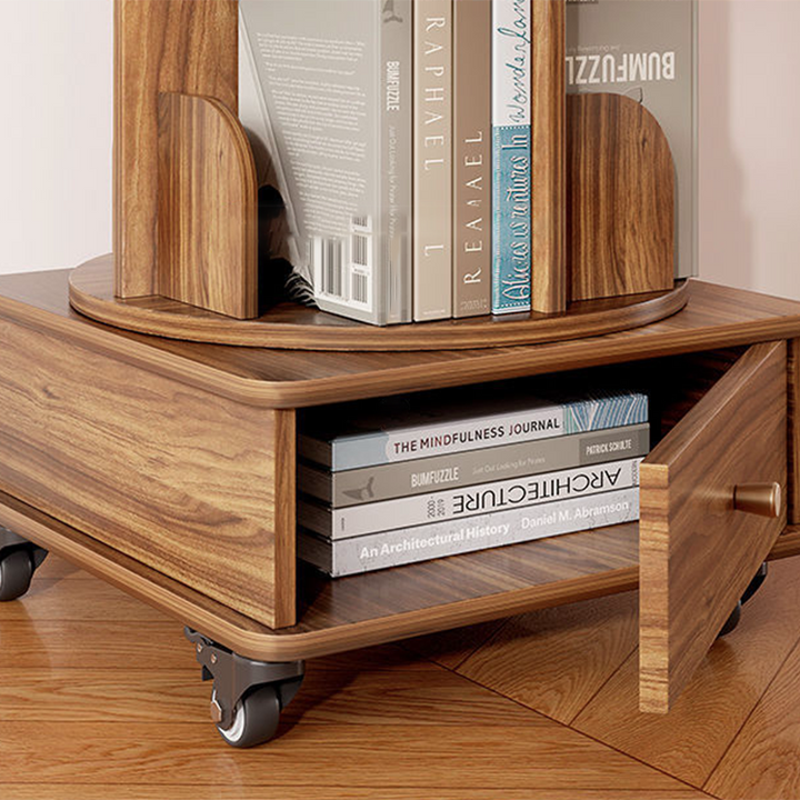 Bibliothèque moderne minimaliste ronde en MDF pivotante à 360° et mobile à 4/5 niveaux pour salon 
