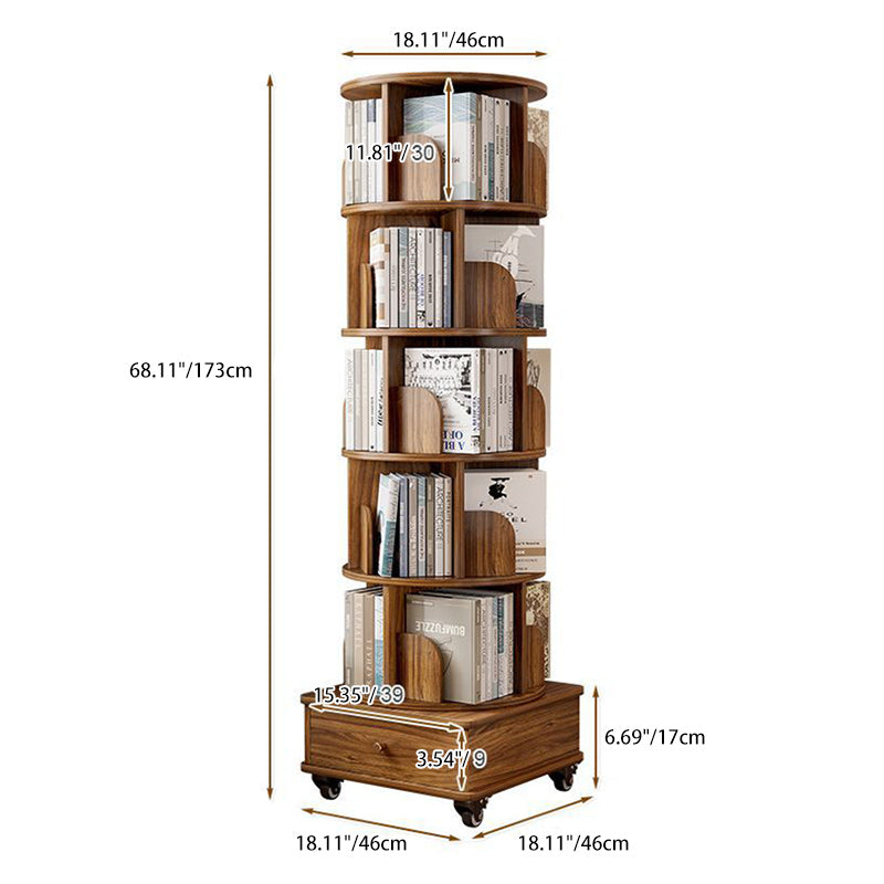 Bibliothèque moderne minimaliste ronde en MDF pivotante à 360° et mobile à 4/5 niveaux pour salon 