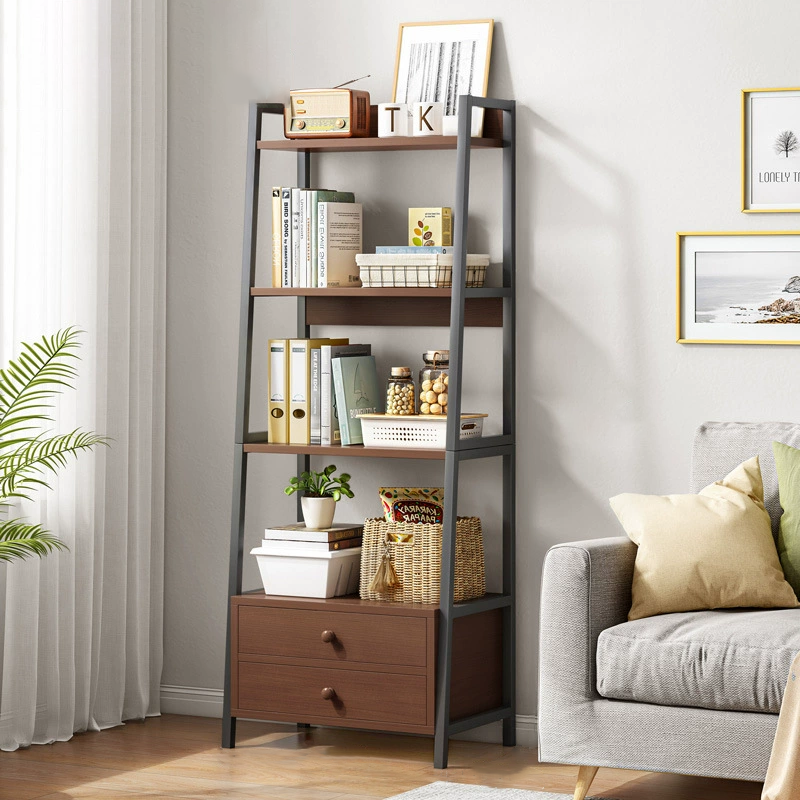 Moderner minimalistischer rechteckiger MDF-Stahl-Bücherregal 4-stufig für das Wohnzimmer 