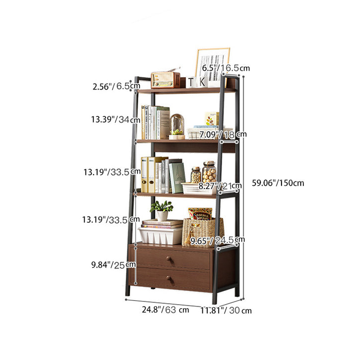 Estantería moderna minimalista rectangular de MDF y acero de 4 niveles para sala de estar 